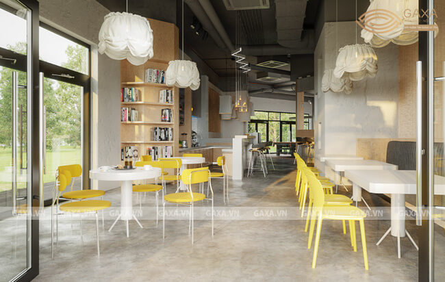 thiết kế quán sunny coffee tích hợp bida