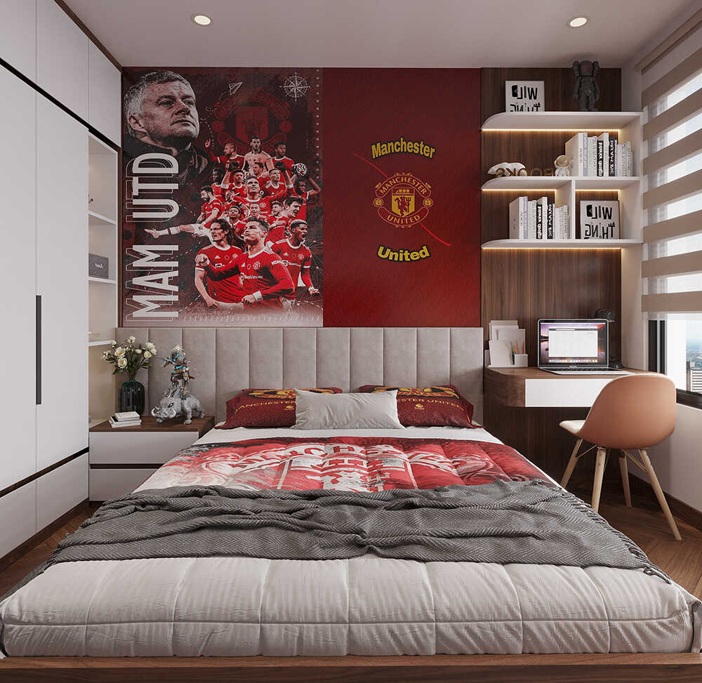 phòng ngủ cho bé trai đam mê bóng đá