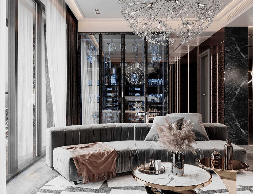 thiết kế nội thất phòng khách Luxury